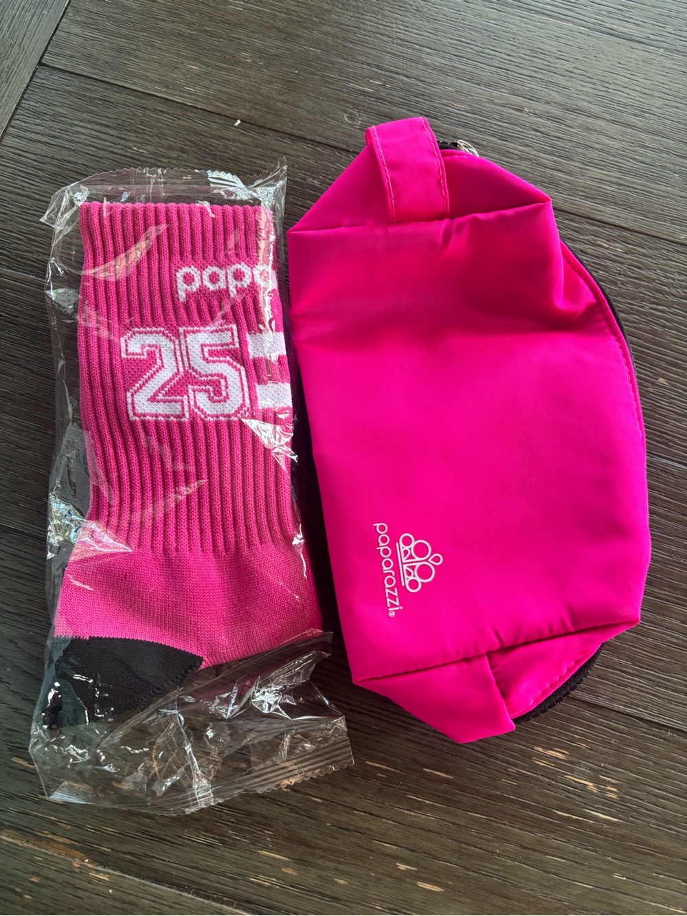 Paparazzi Vibrant Hot Pink Sock and Zip Pouch Set